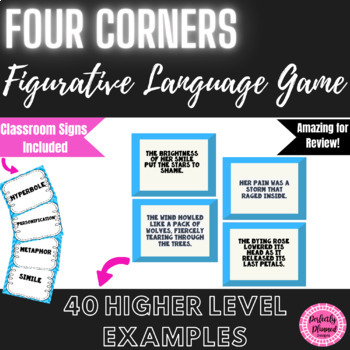 Preview of Four Corners | Figurative Language Game | No Prep | ELA | Writing | Poetry