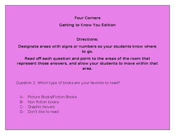 Preview of Four Corners -Getting to Know You Edition