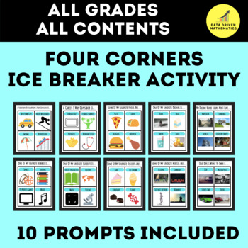 Preview of Four Corners Ice Breaker Activity - 4 Corners Activity Great For Any Content
