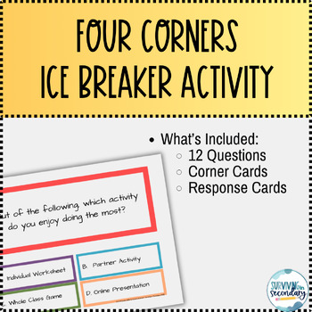 Back to School- Four Corners Ice Breaker with SEL Questions! | TpT