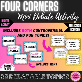 Preview of Four Corners | Mini Debate Activity | Fun Game | After Testing | Current Events