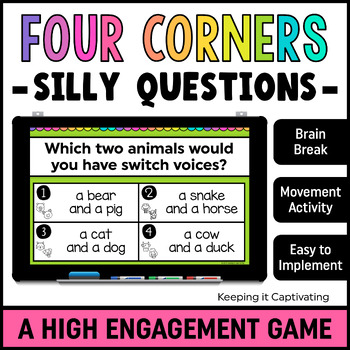 Preview of Four Corners Silly Questions Brain Break
