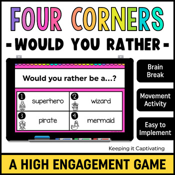 Preview of Four Corners Would You Rather Brain Break