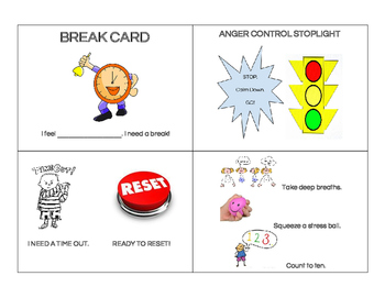 Preview of Four Different Coping and Break Cards for Students