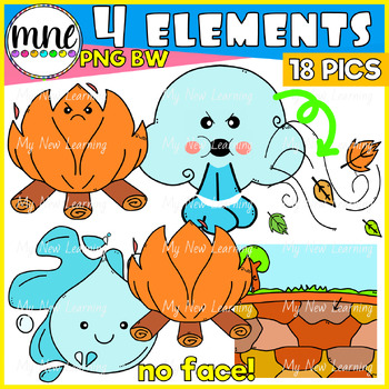Preview of Four Elements Climate Nature Elements Clip Art Set (Faces and No Faces)