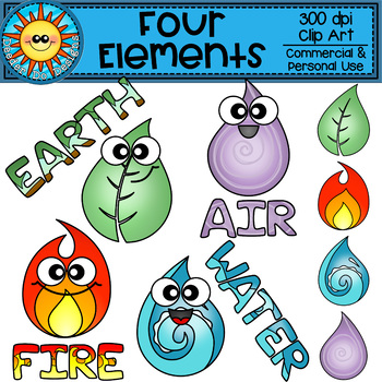 fire wind water clipart for kids