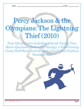 Preview of Four Fabulous Activities to use with Percy Jackson: The Lightning Thief (movie)