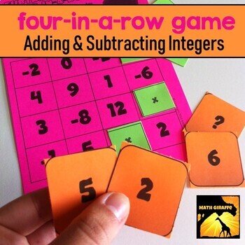 Four-In-A-Row Game: Adding And Subtracting Integers By Math Giraffe