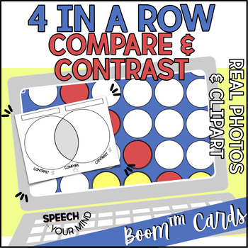 Preview of Compare & Contrast Four In a Row Boom™ Cards| Venn Diagrams Connect 4 Style