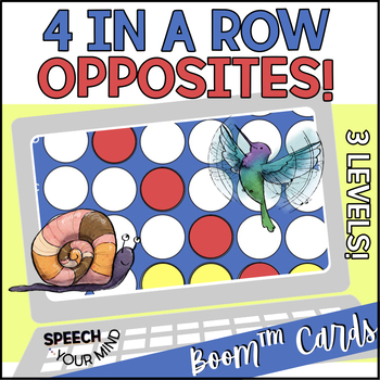 Preview of Opposites Four In a Row Boom™ Cards | Antonyms | Connect 4 Style Game