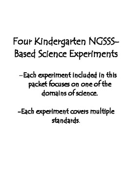 Preview of Four Kindergarten NGSSS-Based Science Projects