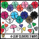 Four-Leaf Clover Clip Art - Whole, In Pieces, with & witho