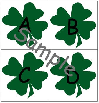 Preview of Four Leaf Clover Lower and Upper Case Alphabet Cards St. Patrick's Day
