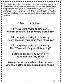 Four Little Spiders - Retell and Number Sense Fun by Lindsey Powers