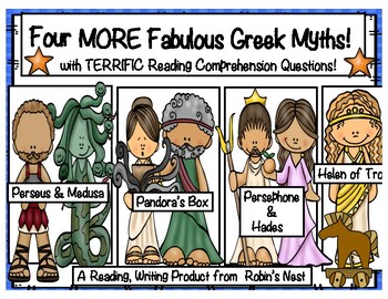 Preview of Four MORE Fabulous Greek Myths with Reading Comprehension Questions!