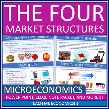 Preview of Four Market Structures Economic Powerpoint, Notes Economics Interactive Notebook