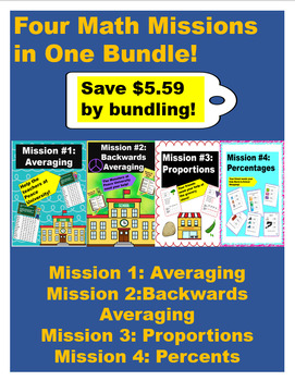 Preview of Four Missions: Averaging, Backwards Averaging, Proportions, and Percents Bundle
