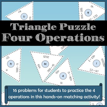 Preview of Four Operations Triangle Puzzle Review Activity