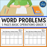 Four Operations Word Problems Math Worksheets 5th Grade