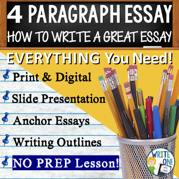 Preview of Four Paragraph Essay - How to Write a 4 Paragraph Essay - Essay Writing Template