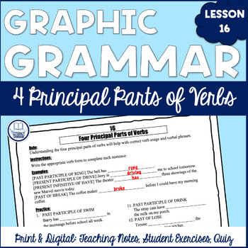 Preview of Four Principal Parts of Verbs - English Grammar Lesson 16 - Print & Digital