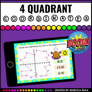 Preview of Four Quadrant Coordinate Grid Ordered Pairs Boom Cards™ Distance Learning