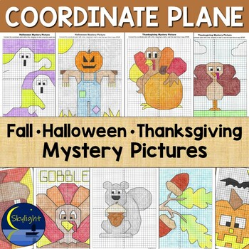 Preview of Four Quadrant Graphing Pictures Bundle for Fall, Halloween and Thanksgiving
