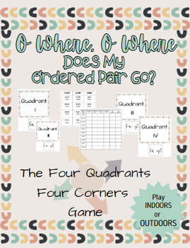 Preview of Four Quadrants Four Corners Math Game| INDOOR/OUTDOOR Activity| Coordinate Plane