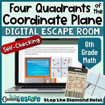 Preview of Four Quadrants of the Coordinate Plane Digital Escape Room 6th Grade Math
