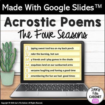Preview of Four Seasons Acrostic Poem Templates | Poetry Writing INTERACTIVE GOOGLE SLIDES