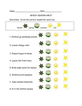 Preview of Four Seasons Assessment