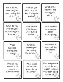 Four Seasons BINGO game by Cali's Crafty Classroom | TPT