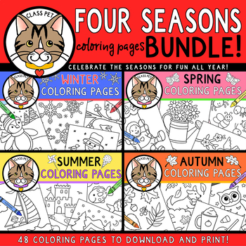 Preview of Four Seasons Coloring Pages Bundle