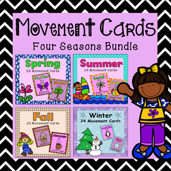 Preview of Four Seasons Movement Card Bundle - (Brain Breaks Through the Seasons)