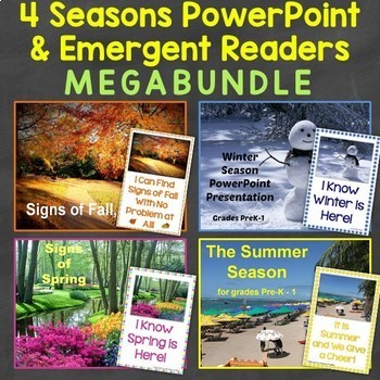 Preview of Four Seasons Spring Summer Winter Fall PowerPoint & Emergent Readers MEGABundle