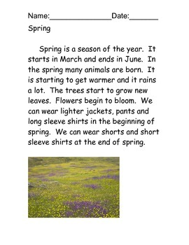 Four Seasons Reading Comprehension Packet by Little Tidbits for Busy