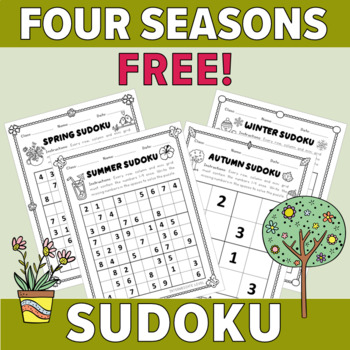 Preview of Four Seasons Sudoku Worksheets Freebie -  Four Different Levels