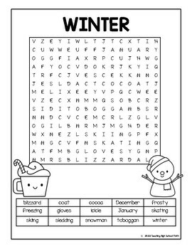 Four Seasons Word Search Fall Winter Spring Summer Second Grade | TPT