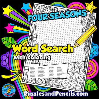 Preview of Four Seasons Word Search Puzzle with Coloring | Spring, Summer, Fall, Winter