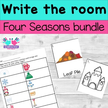 Preview of Four Seasons Write the Room Bundle, Kindergarten Center Activities