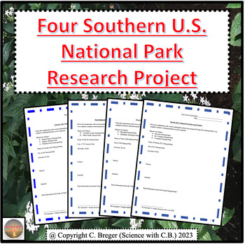 Preview of Four Southern U.S. States National Parks Project Bundle!
