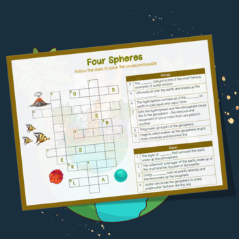 Preview of Four Spheres Crossword Puzzle Worksheet