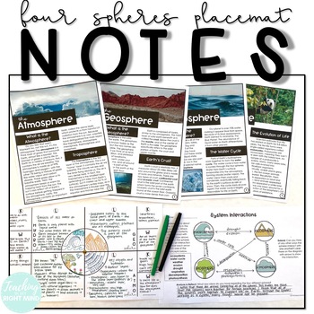 Preview of Earth's Four Spheres Placemat Notes