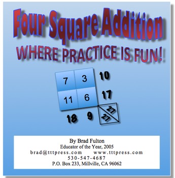 Preview of Four Square Addition: Where Practice is Fun!
