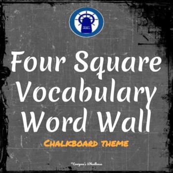 Preview of Four Square Game Vocabulary Word Wall Chalkboard Theme