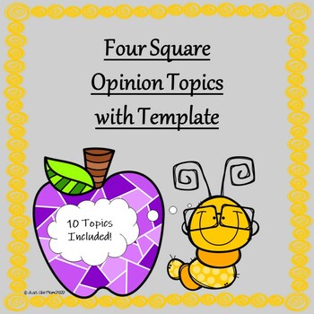 Preview of Four Square Opinion Topics with Template (Digital Included)