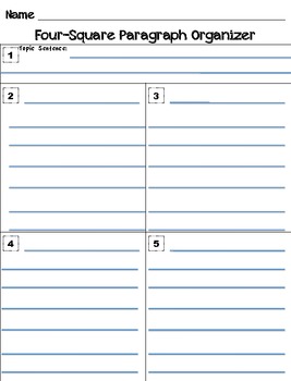 Four-Square Paragraph Organizer (Aligned with Common Core) by Cherry Rocks
