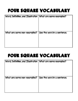 Four Square (blank) by EducPrek12