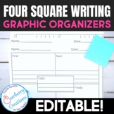Four Square Writing Graphic Organizers Template Pack Editable