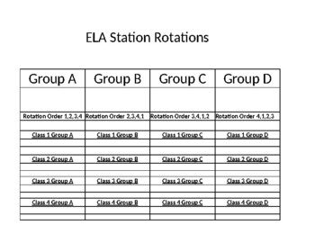 Preview of Four Station Rotation Chart Template
